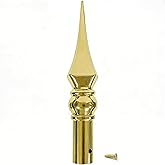 FRF FUN RUN FLAGS Spear Flag Pole Topper for Indoor, Gold Plastic Spear Flag Head Ornament, Outdoor Parade Flagpole Topper with Screw for 1 inch Diameter Flagpoles