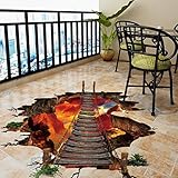 Highpot 3D Flaming Floor Wall Stickers Removable Mural Decals Vinyl Living Room Art