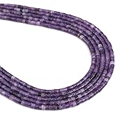 BEADIA Natural Amethyst Spacer Beads Caps Flat Round Loose Beads for Beading Jewelry Making 3mmx2mm 38cm