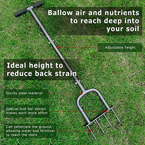 BARAYSTUS Height Adjustable Mannual Lawn Aerator for Compacted Soils