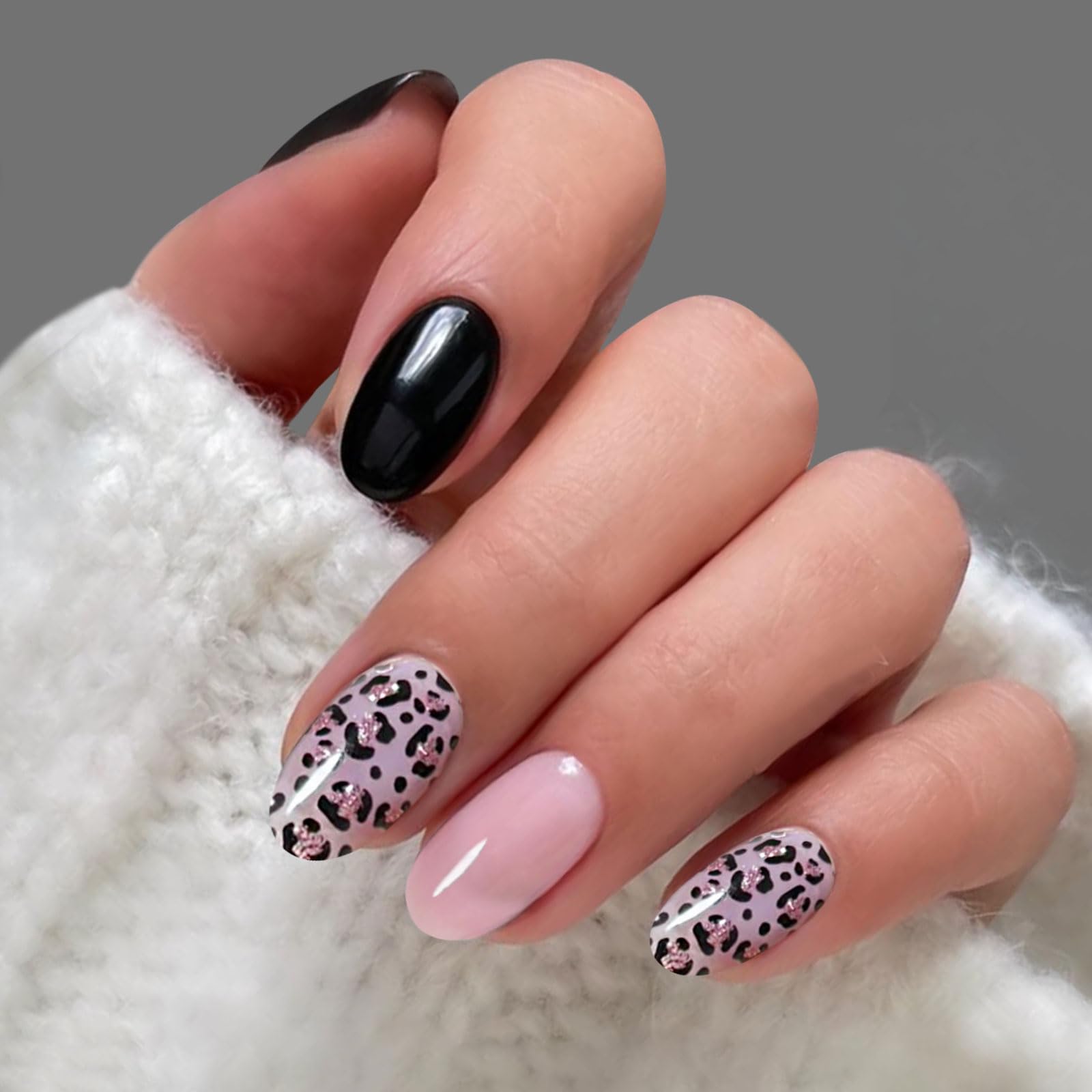 JMEOWIO Gel Nail Stickers Leopard Print Black Semi Cured Gel Nail Strips Wraps UV/LED Nails Art Design Decoration Accessories