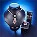 Vintage Women Oval Multi Colors Amber Pendant Jewelry Set, Fashion Wedding Bridal Jewelry Set of 3 - Red+Ring#7
