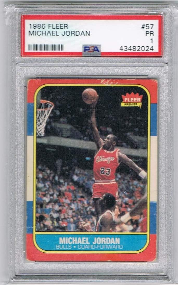 Michael Jordan Chicago Bulls 1986 Fleer Basketball Authentic Graded NBA Rookie Card RC #57 PSA DNA 1