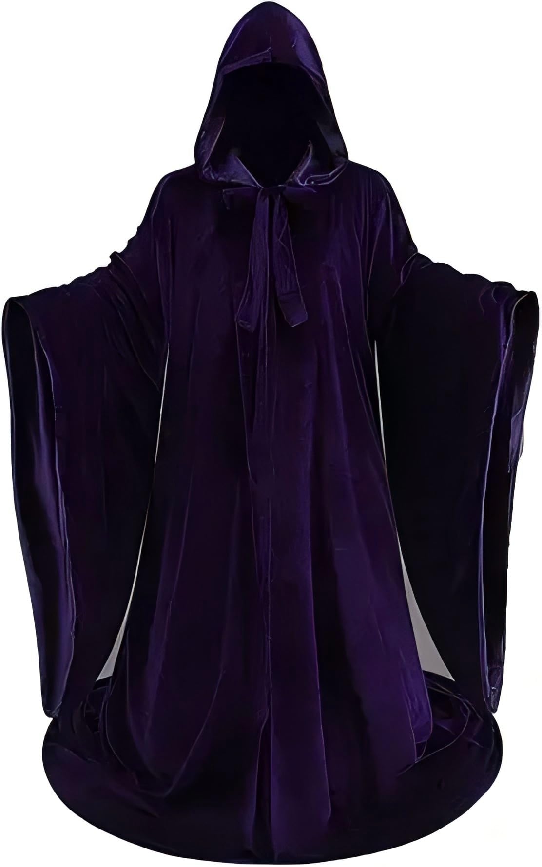 DELIVESS Unisex Luxurious Velvet Wizard Robe Hooded Wizard Cloak Cosplay Renaissance Costume Halloween (66.93",Purple)