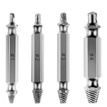 Smitex Damaged Screw Extractor Set Easy Out Screw Remover Extractor Kit Drill Bits for HSS High Speed Steel Hardness Extractor Tools, 4Pcs Stripped Screw Removers