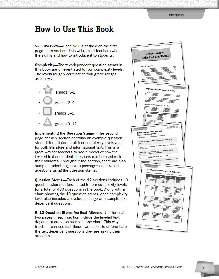 Leveled Text - Dependent Question Stems (Classroom Resources) for Grades K - 12
