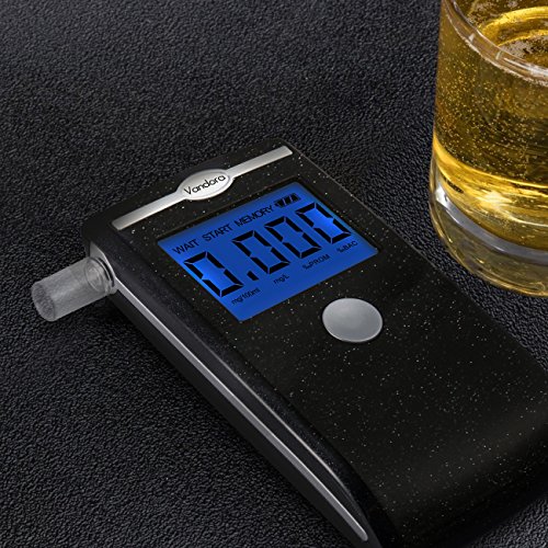 Breathalyzer, Portable Digital Breath Alcohol Tester LED Screen with 5 Mouthpieces for Home Use (Black)