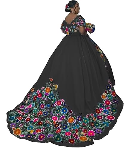 Strapless Hand Embroidery Mexican Wedding Dresses for Bride Corset Top Special Occasion Dress Womens Black 0 : Clothing, Shoes & Jewelry