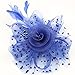 Cizoe Fascinators Hat for Women Tea Party Headband Kentucky Derby Wedding Flower Cocktail Mesh Feathers Hair Clip(1-Royal Blue)
