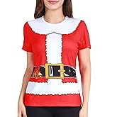 Funny World Women's Christmas T-Shirts Graphic Short Sleeve Party Costume