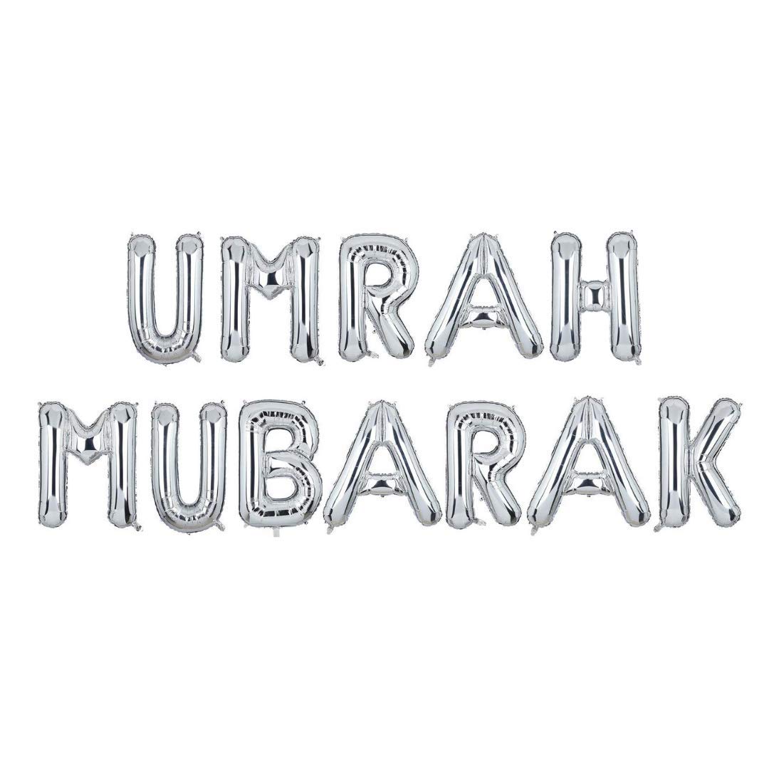 Peacock Supplies - Umrah Mubarak Foil Balloons - Silver