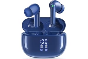 HUIFU Ear Buds Wireless Earbuds - Bluetooth Headphones 40H Playtime LED Display Deep Bass Stereo in-Ear Earphones with IPX7 Waterproof for iPhone Android Phone Tablet Laptop, Navy Blue
