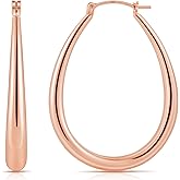 Gacimy Chunky Hoop Earrings for Women, 14K Gold Plated Oval Hoop Earrings with 925 Sterling Silver Post