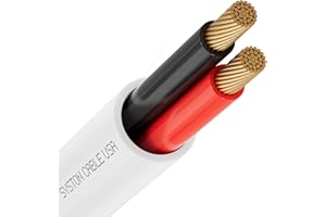 SYSTON CABLE TECHNOLOGY SYSTON 14/2 Speaker Audio Cable Wire Bulk, 14AWG 2C Strand OFC - Oxygen Free Copper Conductors, CMR Riser-Rated Indoor/Outdoor UV Resistant RoHS Compliant for Home Theater Car Speakers, White 50 FT