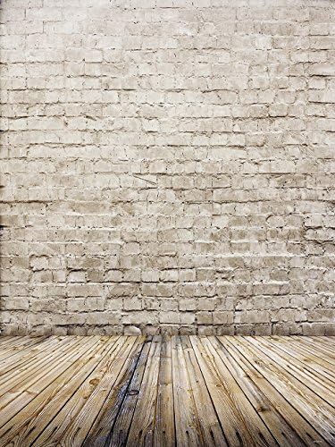 JOFE Photography Brick Wall Backdrop for Wedding 5x7 Feet (1.5x2.2m) Seamless Suede Backcloth Wood Floor Concrete Photography Background for Photo Studio CM-5674