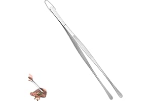 U-Taste 18/8 Stainless Steel Kitchen Tweezer: Long Food-Grade Metal Cooking Tong, Flexible Pinching, Seamless-Welding, Non-Sl