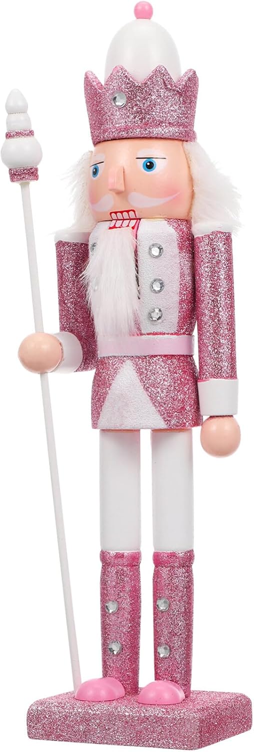 Nutcrackers - Abaodam 1Pc Christmas Wooden Nutcracker Ornaments, 31cm Mini Figures Soldier Nutcracker, Nutcracker Figurines Hanging Ornaments, Pink