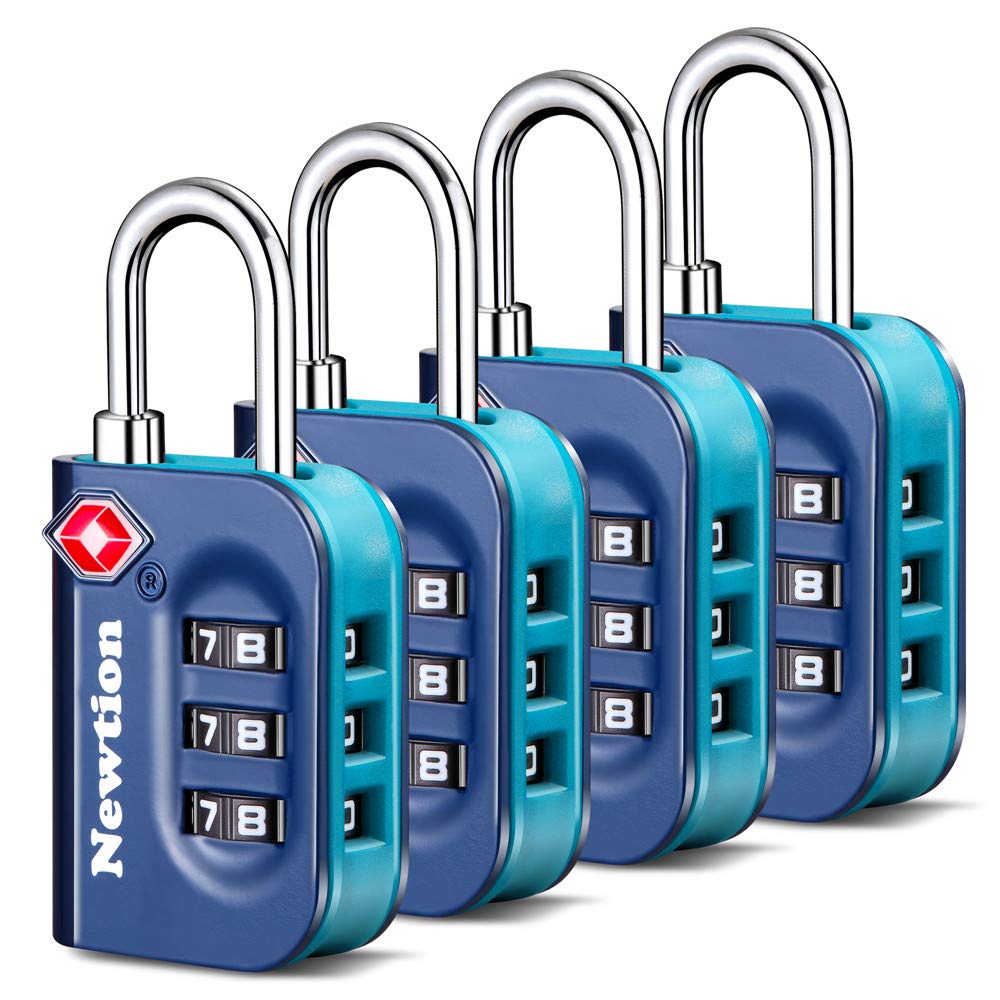 Newtion TSA Approved Luggage Lock 4 Pack,Travel Lock with Double Color Alloy Body,TSA