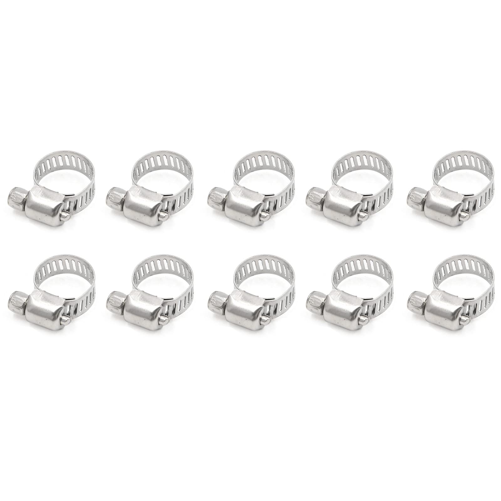 METALLIXITY Adjustable Band Hose Clamps (9mm - 16mm/0.35" - 0.63") 10Pcs, Metal Clip - for Home Garden Tube Pipe Fastening