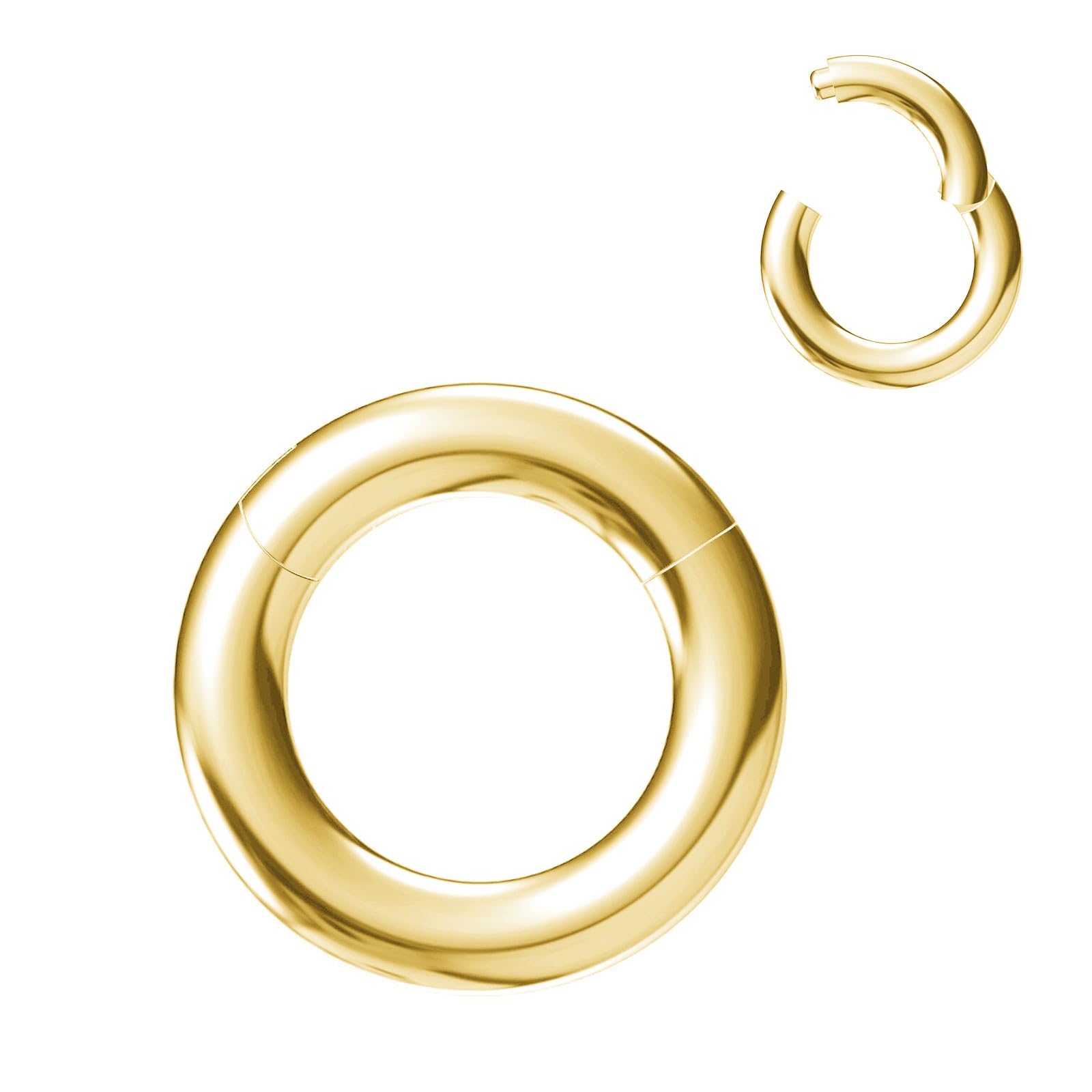 NewkeepsR 8G×8mm Gold Anodised Surgical Steel Septum Hinged Clicker Segment Nose Helix Daith Cartilage Ring