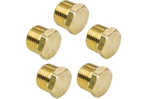 TL TOOLEGIN 1/8" NPT Male Plug Brass Hex Head Pipe Fitting 5pcs