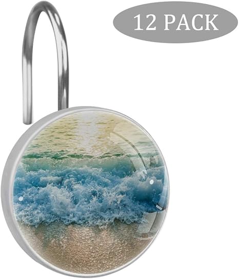 Josid Sea Nature - Juego de 12 ganchos para cortina de ducha de acero