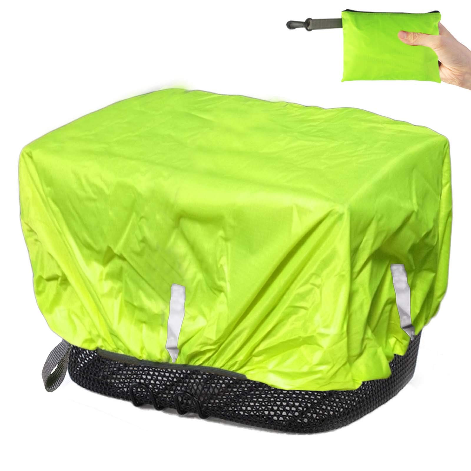Frelaxy Rain Cover for Bicycle Basket, Waterproof Basket Cover, Rain Cover, Rain Cape, Rain Hub with Reflective Strips