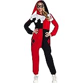 Rubies Women's DC Super Heroes Harley Quinn Hooded Jumpsuit, Adult Sized Costume