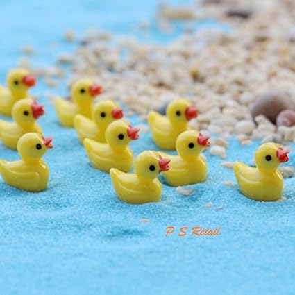 P S Retail Animal Miniature Garden Decoration Doll, 15 Pieces, 5 Mini-Yellow Duck, 5 Mini-Rabbit and 5 Mini Sheep Per Set (Multicolour)