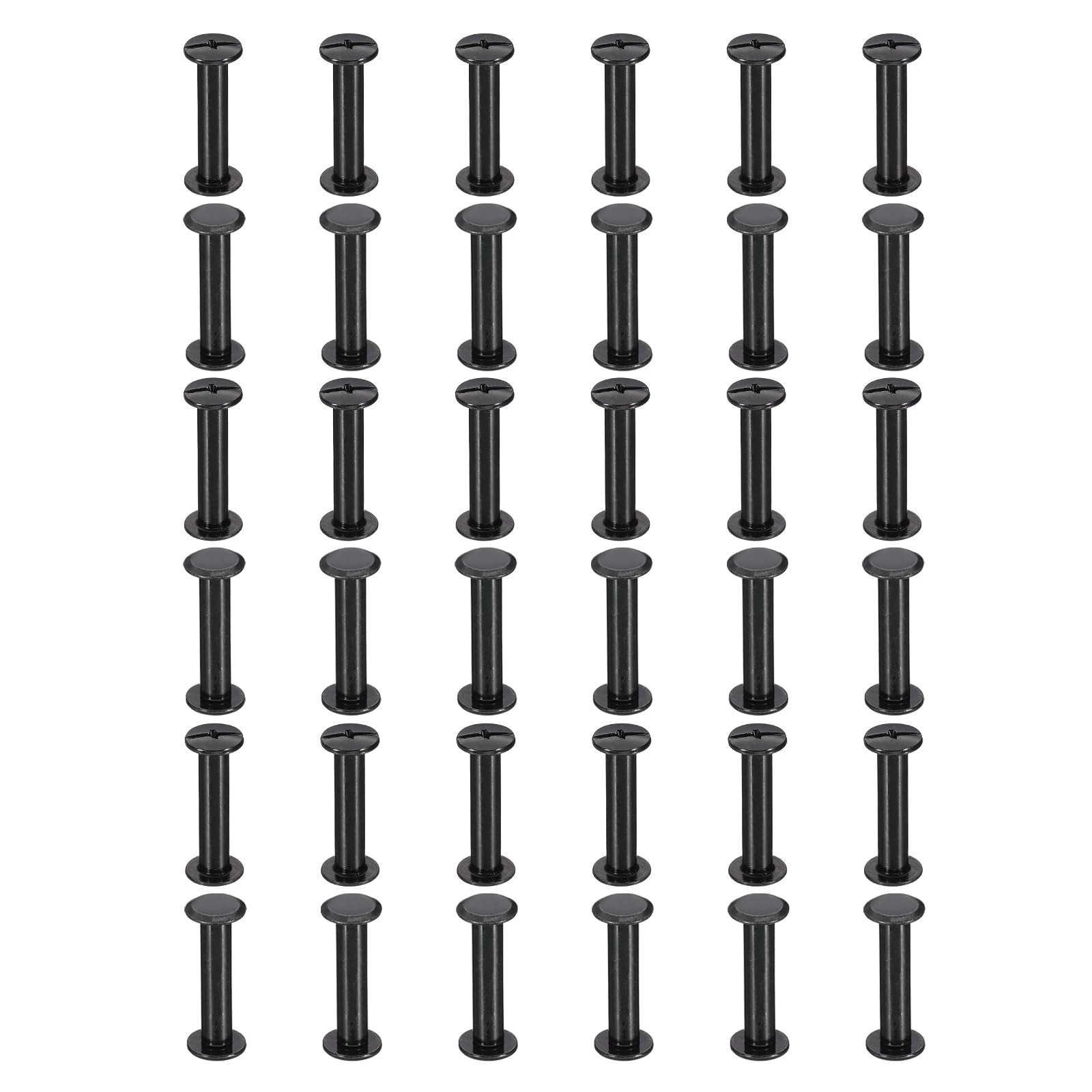 PATIKIL 50 Sets Chicago Screws, 23mm l Chicago Screws Phillips Binding Post Screw Bolts Leather Rivets Fasteners Connectors for Leather Belt Scrapbook Photo Albums, Black