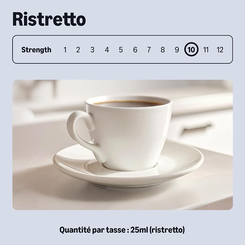 Capsules de café en aluminium Ristretto compatibles avec Nespresso, torréfaction moyennement poussée, 100 Pièces, 5 lot de 20 - Certifié Rainforest Alliance