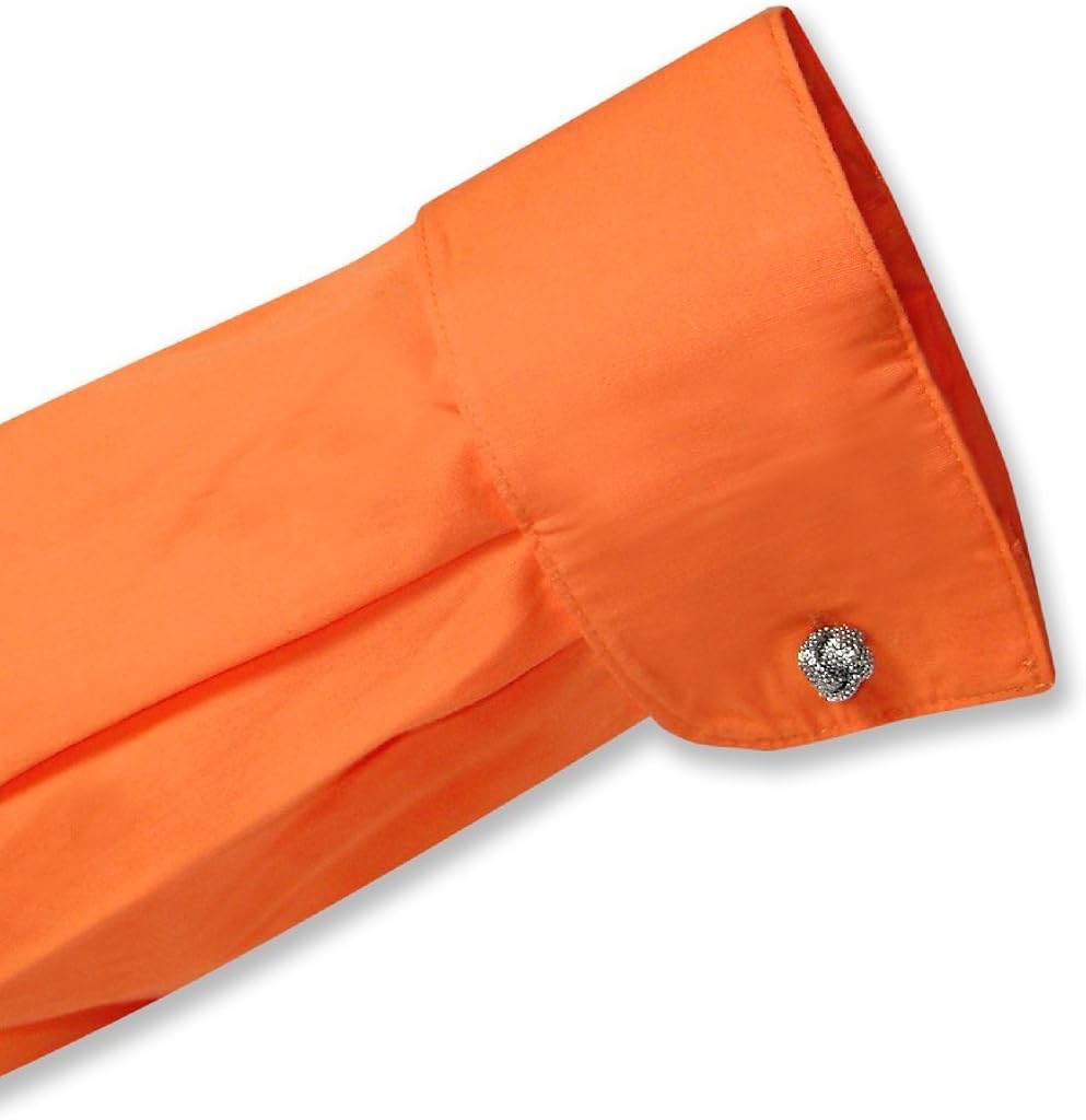 Cotton Solid Burnt Orange Dress Shirt w 