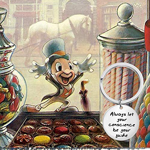 KUIYAI Always Let Your Conscience Be Your Guide Keychain Jiminy Cricket Quote Keychain Motivation Gift (Keychain)