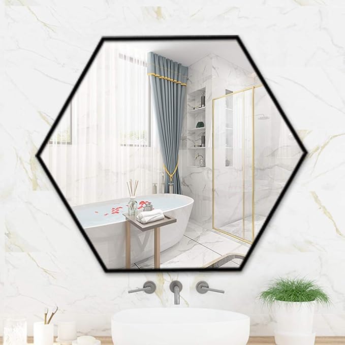 Espejo de baño de Pared Espejo de Tocador Hexagonal Simple Decoración