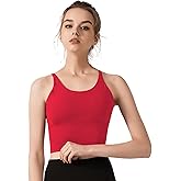 Redqenting Longline Sports Bra for Women with Removable Padded,Sexy Criss Cross Back Strappy Yoga Bras Workout Tank Tops
