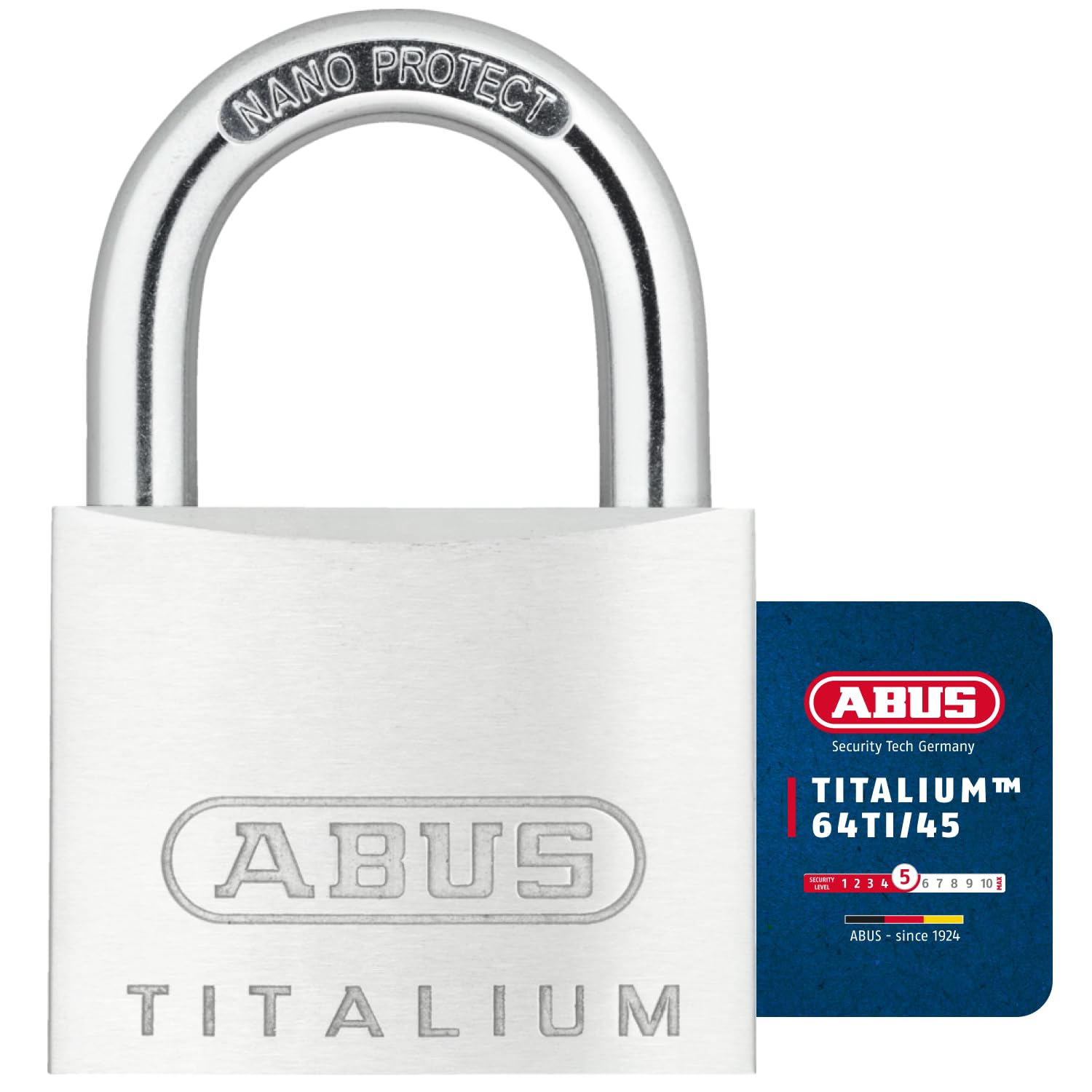 ABUS Padlock Titalium 64TI/45 gl.-6454 - keyed Alike - Basement Lock with Lock Body Made of Special Aluminium - Hardened Steel Shackle - ABUS Security Level 5