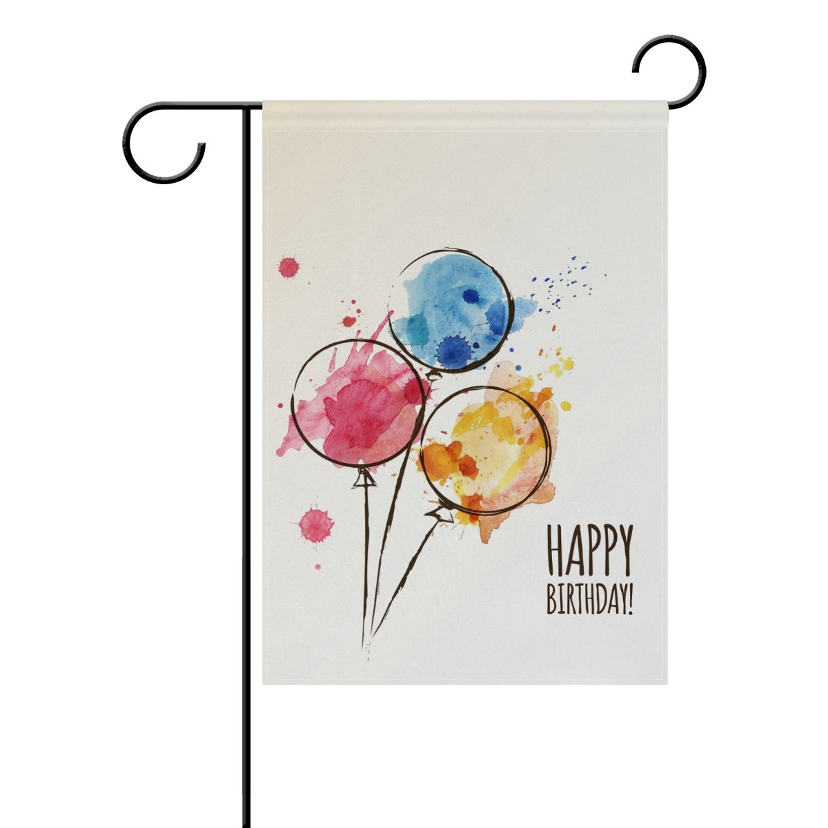 Double Sided Happy Birthday Doodle Hand Drawn Balloons Polyester