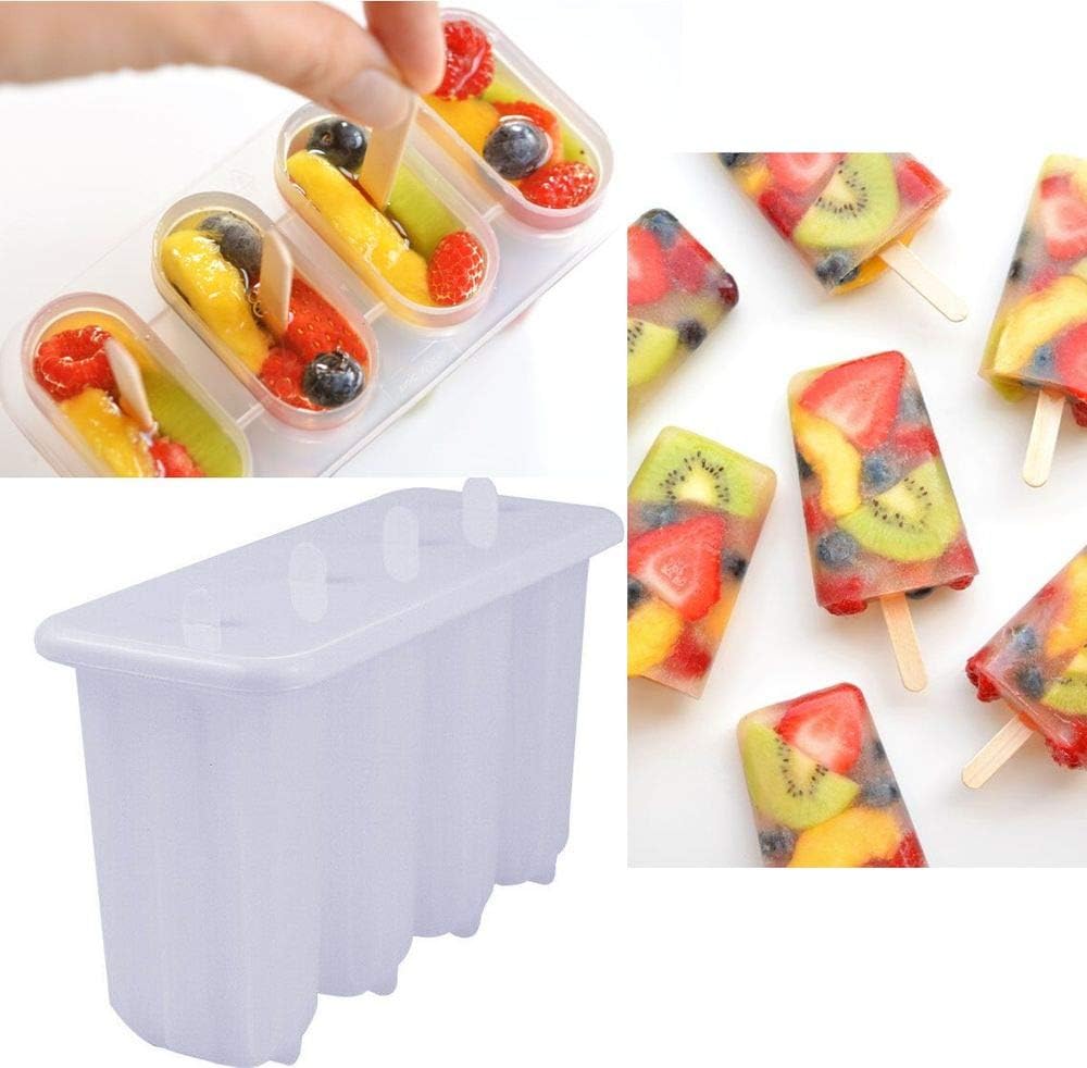 Metreno 4 PCS of Plastic Icecream Moulds with Sticks and Popsicles Moulds Sets and ice Cream gulfi Mould Maker Tray for Kitchen (1 Set)