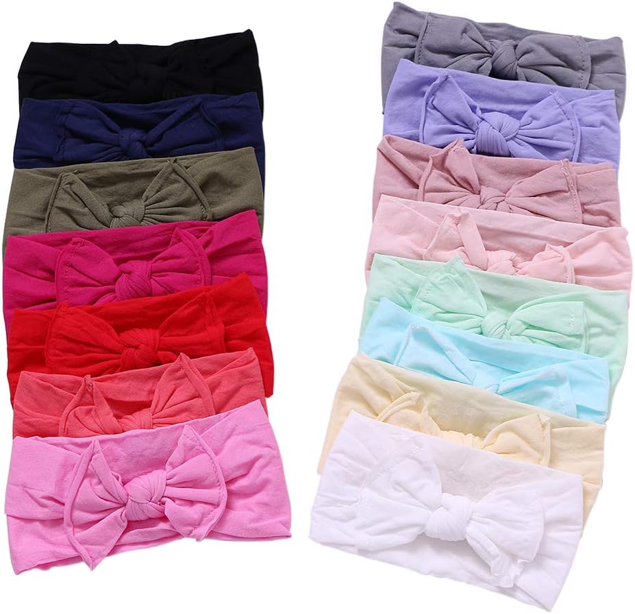 Nylon Bow Headband Handmade Head Wrap Soft Turban for Baby Pack of 15pcs (JFNY086)