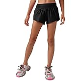 MCEDAR Girls Athletic Shorts with Liner, Quick-Dry Lightweight Active Workout Sports Running Shorts with Zip Pocket