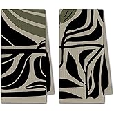 ChissNook Abstract Boho Sage Green Floral Kitchen Towels, Retro Groovy 70s Boho Dish Towels for Kitchen, Mid Century Modern Green & Black Decorative Hand Towels for Bathroom, 16x24 Inch Set of 2