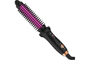 WEEYUM Dual Voltage Heated Tourmaline Ceramic Barrel Brush for Curling Short and Long Hair, 3/4 Inch Barrel for Travel