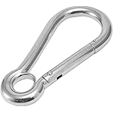 US STAINLESS 20 Pieces Stainless Steel 316 Spring Hook with Eyelet Carabiner 3/16" (5mm) Marine Grade