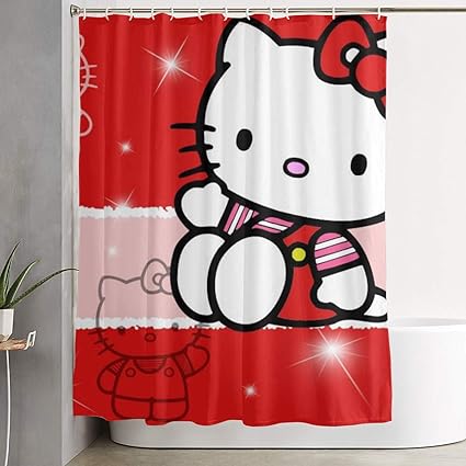 Amazon Com Shower Curtain With Hook Lovely Hello Kitty