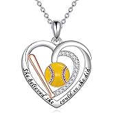 ONEFINITY Sport Gifts 925 Sterling Silver Softball/Volleyball Heart Shape Pendant Necklace Sport Birthday Jewelry Gifts for Women Coach Player