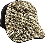 Crystal Case Womens Cotton Gold Rhinestone Studded Baseball Cap Hat (Black/Gold)