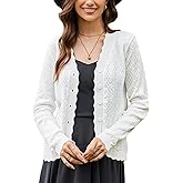 KANCY KOLE Womens Cropped Cardigan Sweaters, Lightweight Crochet Button Up Cardigan, Spring Summer Outfits 2026