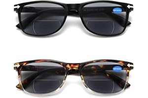 Loycco 2 Pack Bifocal Unisex Classic Style Sunglasses Readers Outdoor Reading Glasses for Women Men