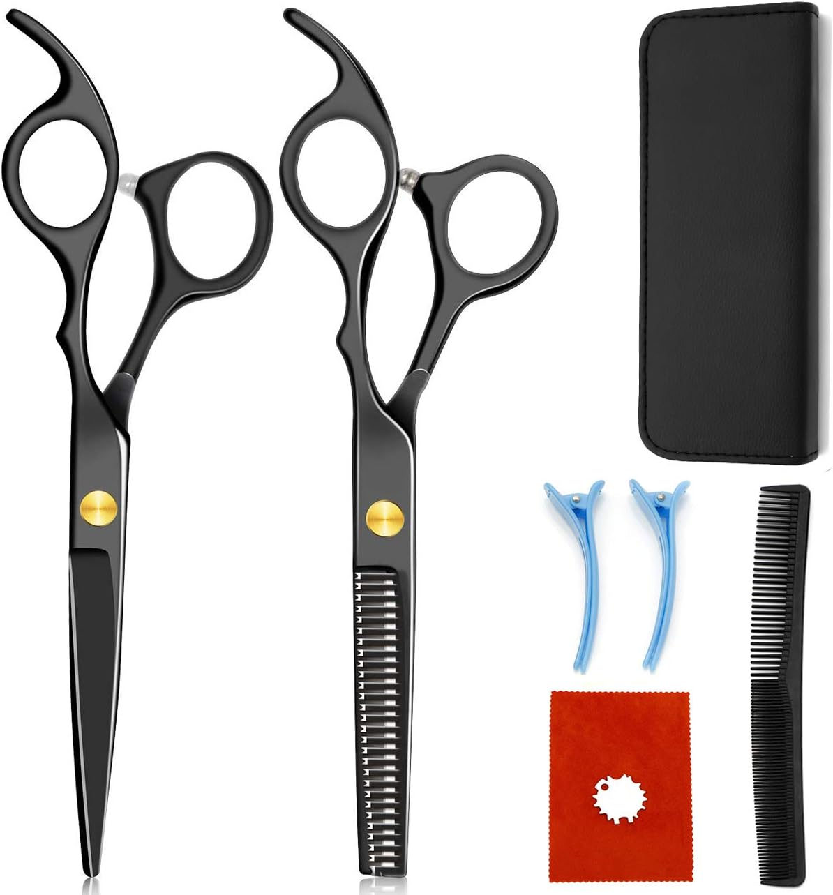 Chiulan 6inch Hair Shears Set Professional Barber Scissors Hair Cutting Stylish Thinning Shear for Salon Hairdressing Razor Edge Scissors Kit