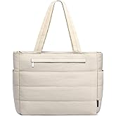 Tote Bag for Women Lightweight Quilted Puffy, Shoulder Bag with Storage for Work Travel Gym, Fits 15.6 Inch Laptop